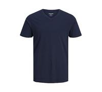 Jack & Jones Camiseta Hombre Color sólido Cuello en V Camiseta, Azul Marino, XS