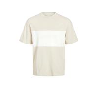 JACK & JONES Jjelegacy-Camiseta de Manga Corta con Cuello Redondo, Moonbeam/Detail:Blocking, XL para Hombre