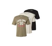 JACK & JONES Camiseta 'JJEthan' gris claro / oliva / granadina / negro M gris claro / oliva / granadina / negro