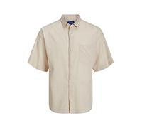JACK & JONES Camiseta Jorflores Linen SS Camisa, Moonbeam, L para Hombre