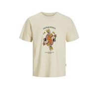 JACK & JONES Camiseta Masculina Impresa Camiseta, Blanco Envejecido., M