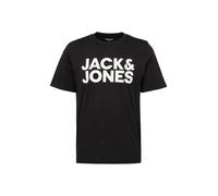 JACK & JONES Jjecorp Logo Tee Ss O-neck Noos Camiseta Cuello Redondo, Black Fit:slim/Large Print/White, L Hombre