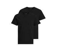 Jack & Jones Camiseta para Hombre, 2 Unidades, Color Liso, Cuello Redondo, Negro, XXL