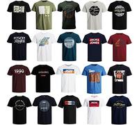 JACK & JONES Camiseta para hombre, 3, 6 y 9 unidades, mezcla de algodón, cuello redondo, multicolor, XXXXL