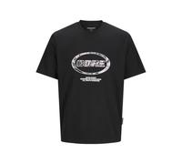 JACK & JONES Camiseta para Hombre Jcolido AOP con Estampado Frontal SS Crew Neck, Negro, S