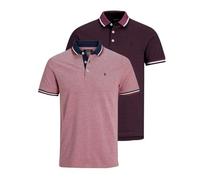 JACK & JONES Camiseta para Hombre Jjepaulos Polo SS 2pk MP, D: Port Royal/Rio Red+Cloud Dancer, XL
