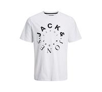 JACK & JONES Jjwarrior tee SS Crew Neck Camiseta, Blanco. Estampado: Grande, S para Hombre