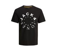 Jack & Jones Camiseta para Hombre Jjwarrior tee SS Crew Neck, Negro/Estampado: Grande, S
