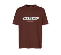 JACK & JONES Camiseta para Hombre Jorvesterbro Newton Branding tee SS Cn, Brandy Brown/Print:JJ, L