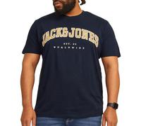 JACK & JONES Camiseta para hombre con logotipo de talla grande, azul marino, 8XL