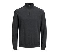 Jack & Jones Cárdigan Masculino con Cremallera de Cuarto de Color Liso Chaqueta de Punto con Cremallera de Cuarto, Gris Oscuro, XL