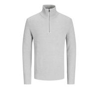 JACK & JONES Cárdigan Masculino con Cremallera de Cuarto de Color Liso Chaqueta de Punto con Cremallera de Cuarto, Gris Claro, XL