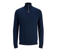 JACK & JONES Cárdigan Masculino con Cremallera de Cuarto de Color Liso Chaqueta de Punto con Cremallera de Cuarto, Azul Marino, XL