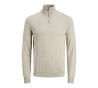JACK & JONES Cárdigan Masculino con Cremallera de Cuarto de Color Liso Chaqueta de Punto con Cremallera de Cuarto, Avena, XL