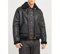 Jack & Jones Cazadora doble faz efecto piel con bolsillos delanteros. Negro S/2