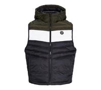JACK & JONES Chaleco con capucha para hombre Jjesprint, Black/Detail:white/Rosin Blocking, M