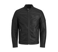 JACK & JONES - Chaqueta de cuero ecológico para corredores, negro, L, Negro, L