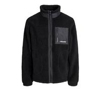 JACK & JONES Chaqueta de piel de peluche para hombre, Negro, S