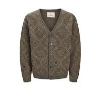 JACK & JONES Chaqueta de Punto para Hombre All Over Print Cardigan, Olive Night/Pattern:Brown Pattern, L