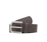 JACK & JONES Men JACHARRY Leather Belt Basic Classic Logo Metal Buckle, Color:Dark Brown, Größe Gürtel:105