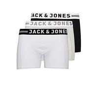 JACK & JONES Conjunto 3 Boxers Ajustados Hombre Estirados Slim Básicos Lingerie., Color:Blanco-Gris-Negro, Talla:L