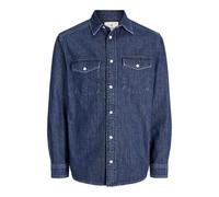 JACK & JONES Denim Shirt Camiseta Vaquera Jprblubruce L/S, Azul Oscuro, M Hombres