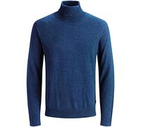 JACK & JONES Emil Knit Roll Neck Jumper, Azul Insignia Blue/Twisted with Black, XL