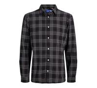 JACK & JONES Flannel Check Shirt LS Ln Jorjoshua-Camiseta de Franela a Cuadros, Pirate Black, S Hombres