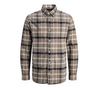 JACK & JONES Flannel Shirt Ch Jprblubarkley X-Mas L/S-Camiseta de Franela, Beige, S Hombres