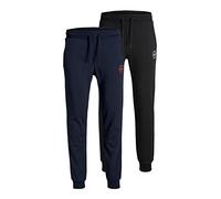 JACK & JONES Gordon Shark - Pantalones de chándal para Hombre (2 Unidades), 1 Negro / 1 Blazer Azul Marino, M