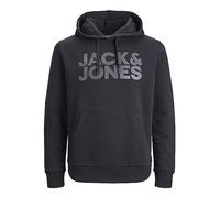 JACK & JONES Hombre Logo Sudadera con Capucha Clásico Sudadera Básica, Color:Negro-4, Talla Sudadera:XXL
