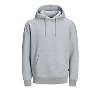 JACK & JONES Hombre Sudadera Básica Suave Sudor Capucha Jersey Pullover, Color:Gris Claro, Talla Sudadera:M