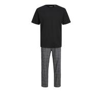 JACK&JONES JACBACIS tee and Woven Pants GIFTBOX Fútbol, Black/Pack:Pants Brown Check, S para Hombre