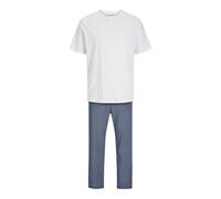 JACK & JONES Jacbacis Tee And Woven Pants Giftbox Fútbol, Blanco/Paquete: Pantalones de Rayas Azul/Blancos, S Hombres, Blanco/Paquete: Pantalones Rayas Azul/Blanco, S