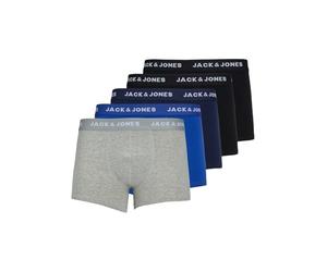 Jack & Jones Jacbasic - Paquete de 5 Calzoncillos Lisos Ropa interior, Hombre, Negro, Navy Blazer, Surf The Web, Light Grey Malang, L