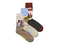 JACK & JONES Jacfall Landscape-Calcetines (3 Unidades), Moonbeam/Pack: Greige-Brandy Brown, Talla única para Hombre