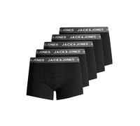 JACK & JONES Jachuey - Pack de 5 Bóxers de Algodón Elástico para Hombre - Negro/Gris - Talla L