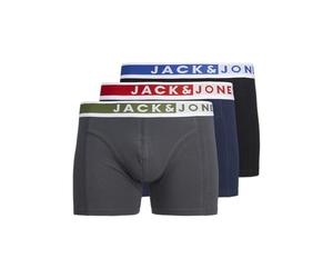 JACK & JONES Jackarim Solid Trunks 3 Pack, Aurora Red/Pack:Cypress - True Blue, M