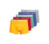 JACK & JONES Jaclarry Solid Trunks 5 Pack Bóxer, Tango Red/Pack: True Blue-Gold Fusion-Bottle Green-Chiseled Stone, XL Hombres
