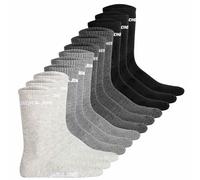 JACK&JONES JACLOGO - Calcetines de tenis para hombre, 12 unidades, talla única, negro / gris, 42-48