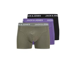 JACK & JONES Jacrob Solid Trunks 3 Pack Sn Bóxer, Agave Green/Pack:Black-Purple Opulence, M Hombres