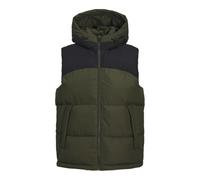 JACK & JONES Jcoaero Bodywarmer Hood Chaleco, Forest Night/Detail:Black Blocking, L para Hombre