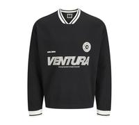 Jack & Jones Jcohorizon Sports Print Sweat LS V-Neck, Negro, L