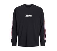 JACK & JONES Jcointerlude Floral tee LS Crew Neck, Negro, M