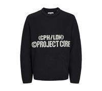JACK & JONES Jcojake Knit Crew Neck Jersey de Punto, Negro/Detalles: Jacquard, M para Hombre