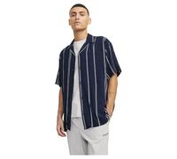 JACK & JONES Jcojeff AOP Resort Shirt SS Relax Camisa de Manga Corta, Blazer Azul Marino/Rayas: Rayas, M Hombres
