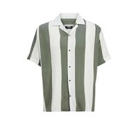 JACK & JONES Jcojeff AOP Resort Shirt SS Relax Camisa de Manga Corta, Verde Agave/Rayas: Rayas, M Hombres