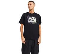 JACK & JONES Jcomap Logo tee SS Crew Neck Sn Camiseta, Negro, M Hombres
