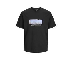 JACK & JONES Jcosago Photo Slub tee SS Crew Neck, Negro, L