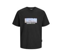 JACK & JONES Jcosago Photo Slub tee SS Crew Neck, Negro, M